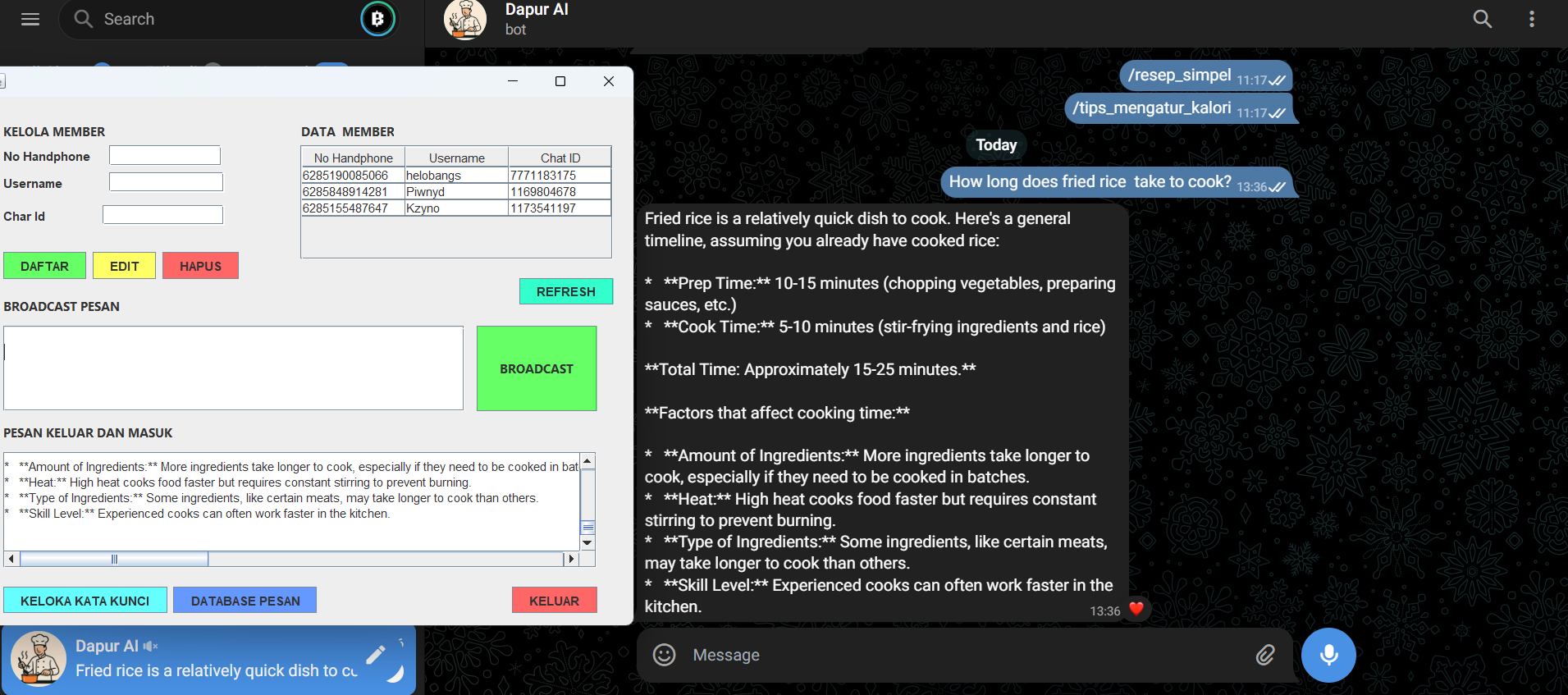 Dapur AI Bot - Automated Cooking Assistant