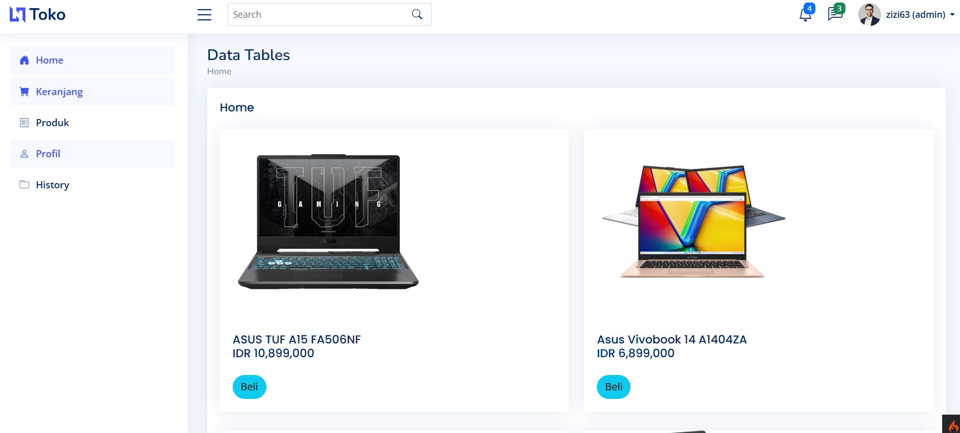 E-Commerce Admin Dashboard - Laptop Store